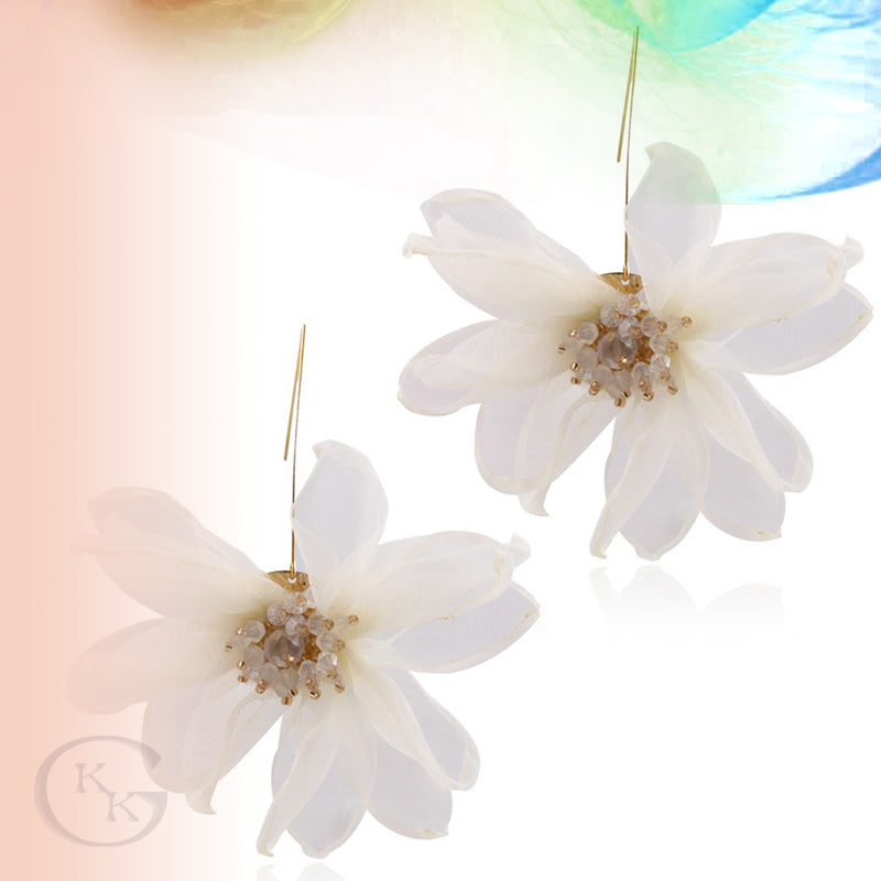 Large Organza Flower Petal Earrings