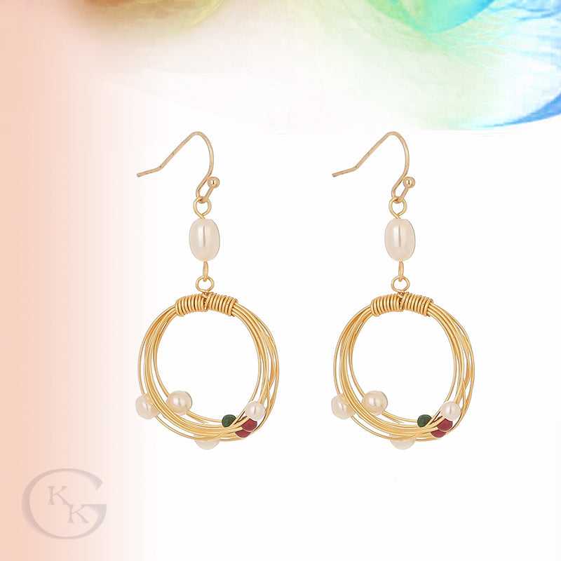 Fashion Gold Ring FAUX Pearl Drop Earring