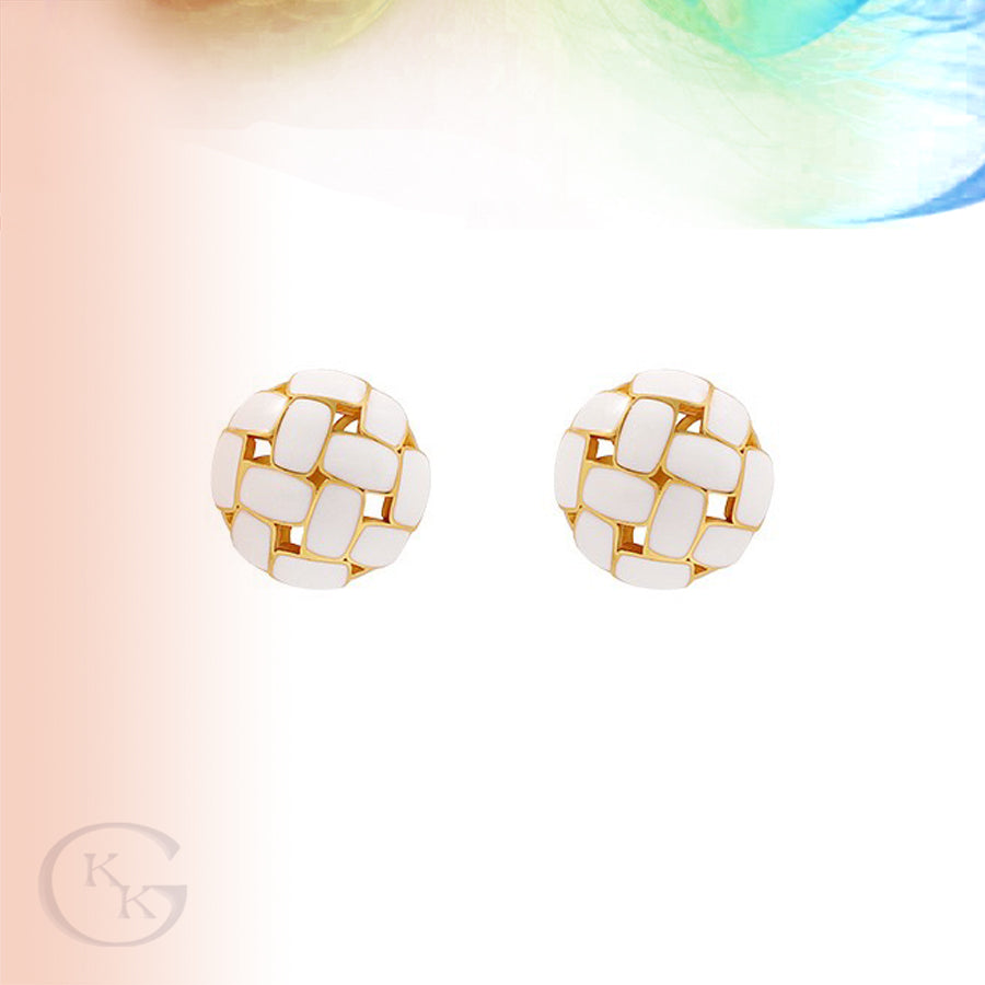 White Enamel Glaze Pierced Earring