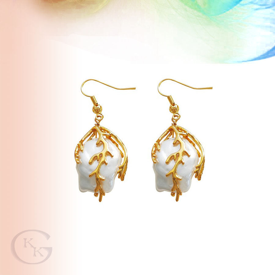 Vintage Branch Shaped FAUX Pearl Drop Earring