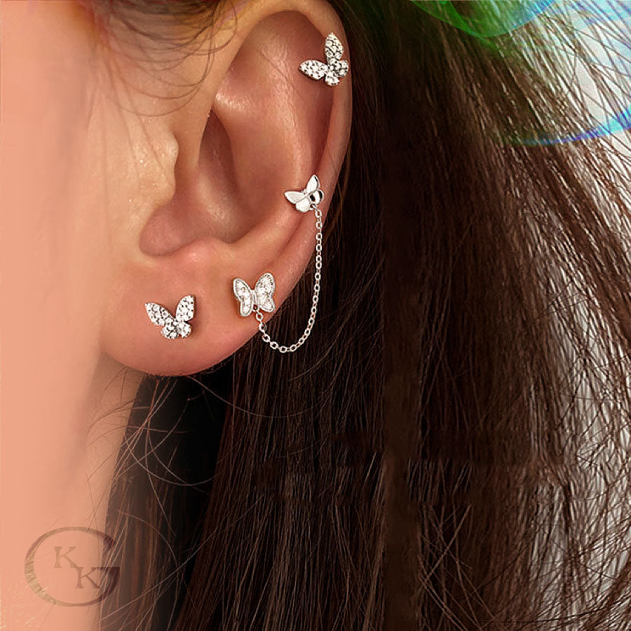 S925 Sterling Double Piercing Earring