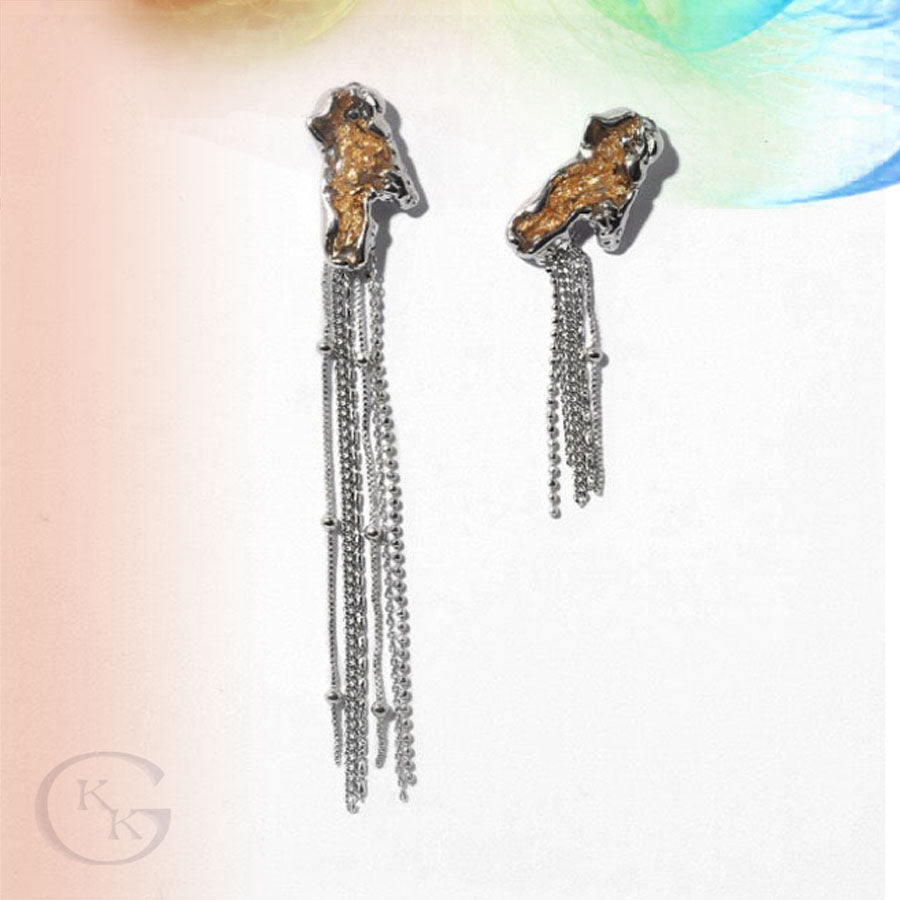 Sparkling Irregular Long Tassel Earring