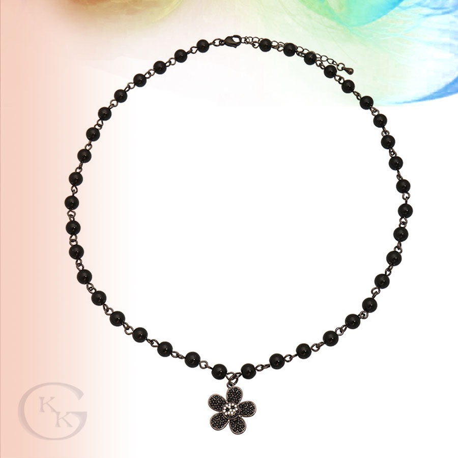 46cm Black Flower Necklace