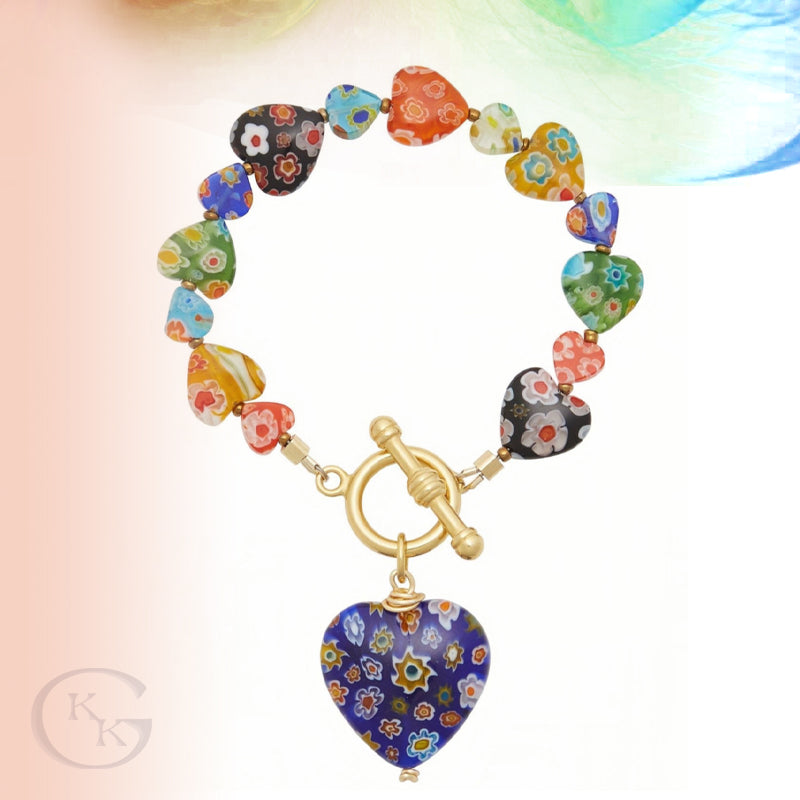 Harry Style Mix Color Heart Coloured Glaze Bracelet
