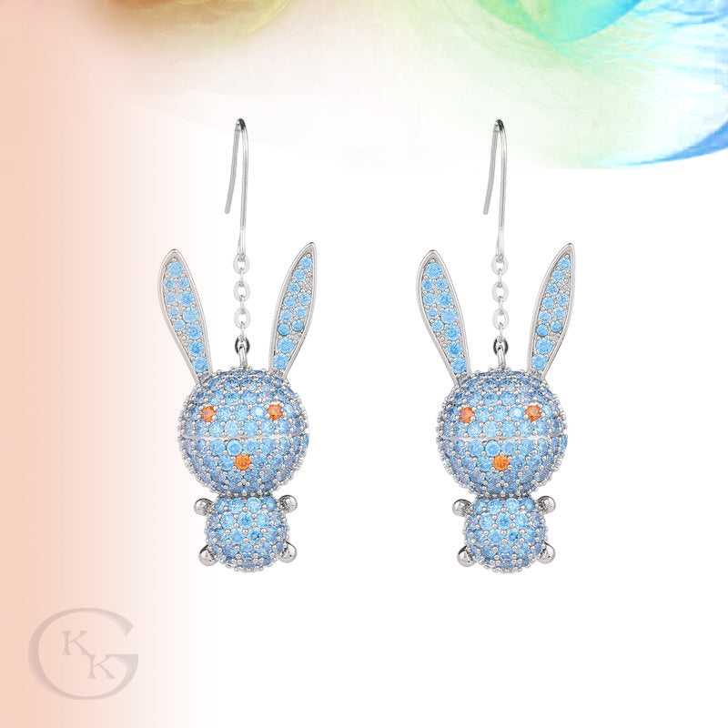 Cute Stereoscopic Zircon Inlaid Rabbit Earrings