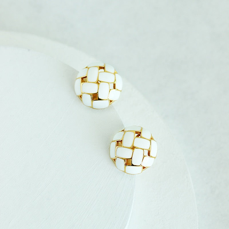 White Enamel Glaze Pierced Earring