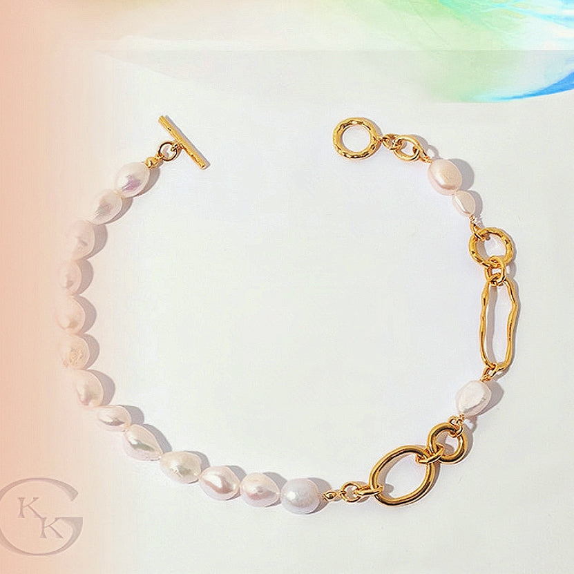 Gold-Plated Natural Baroque Pearl Choker Necklace