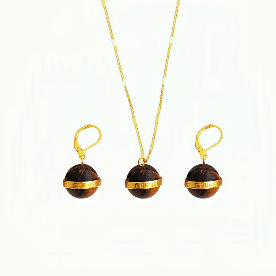 Solid Tiger's Eye Earring & Necklace Set