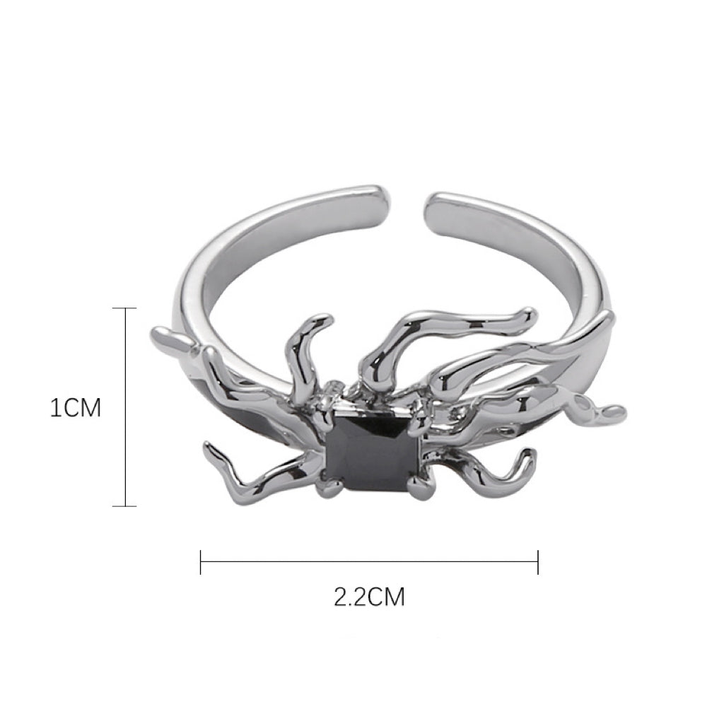 SIlver Spider Open End Ring