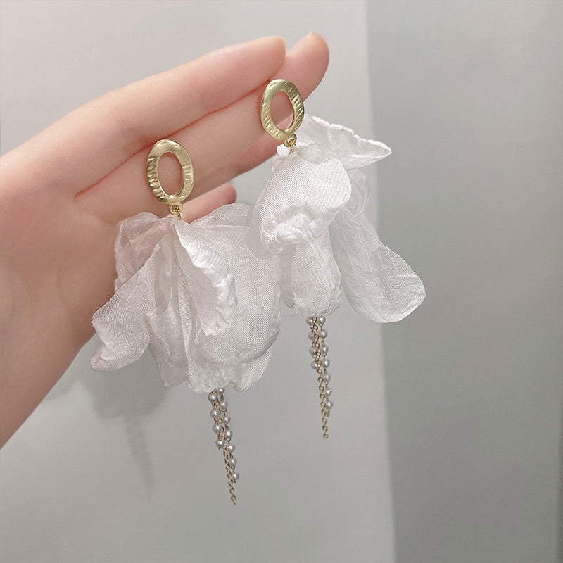 Handmade Gauze Flower Earring