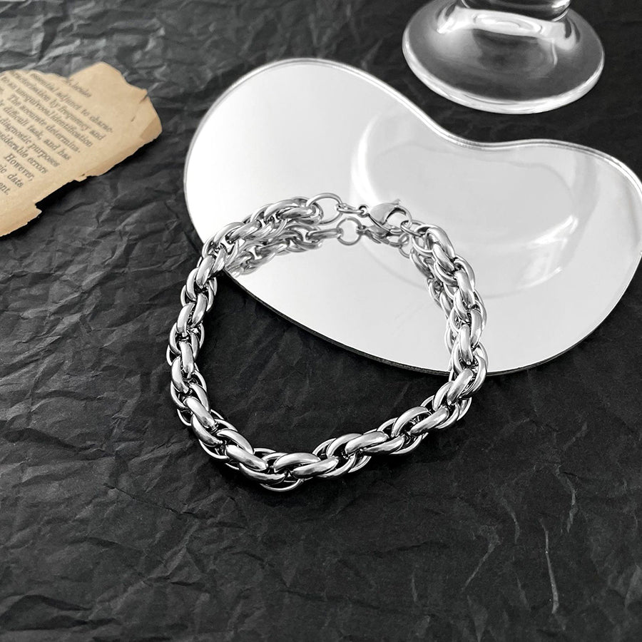 Handwoven Stainless Steel Chain Bracelet for Men