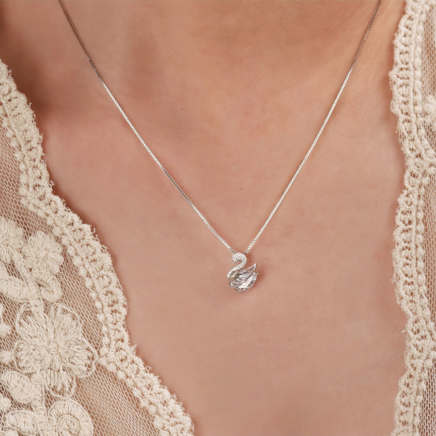 S925 Sterling Silver Swan Pendnat Necklace