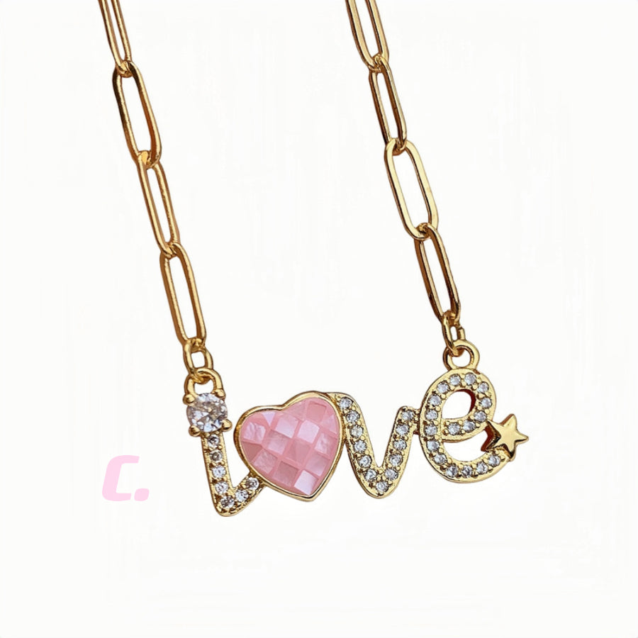 Pink Shell & Zircon Necklace