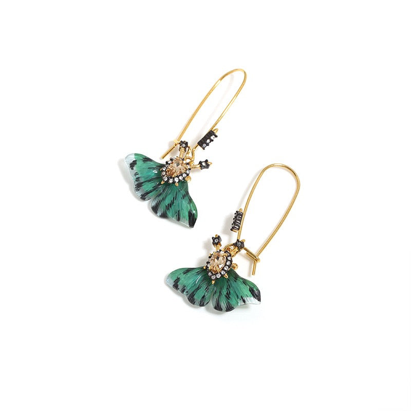 Resin Green Butterfly Design Earrings