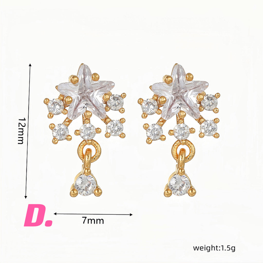 Pink Heart & Zircon Earrings