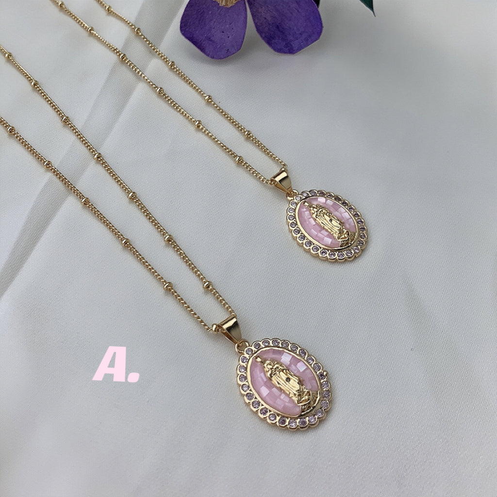 Pink Shell & Zircon Necklace