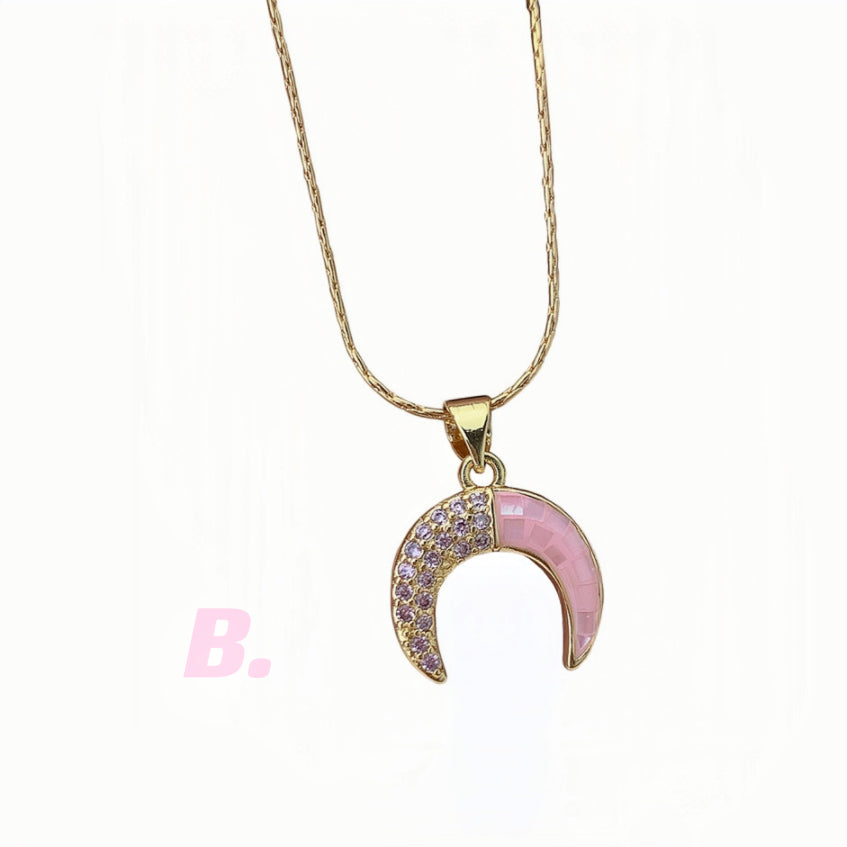 Pink Shell & Zircon Necklace