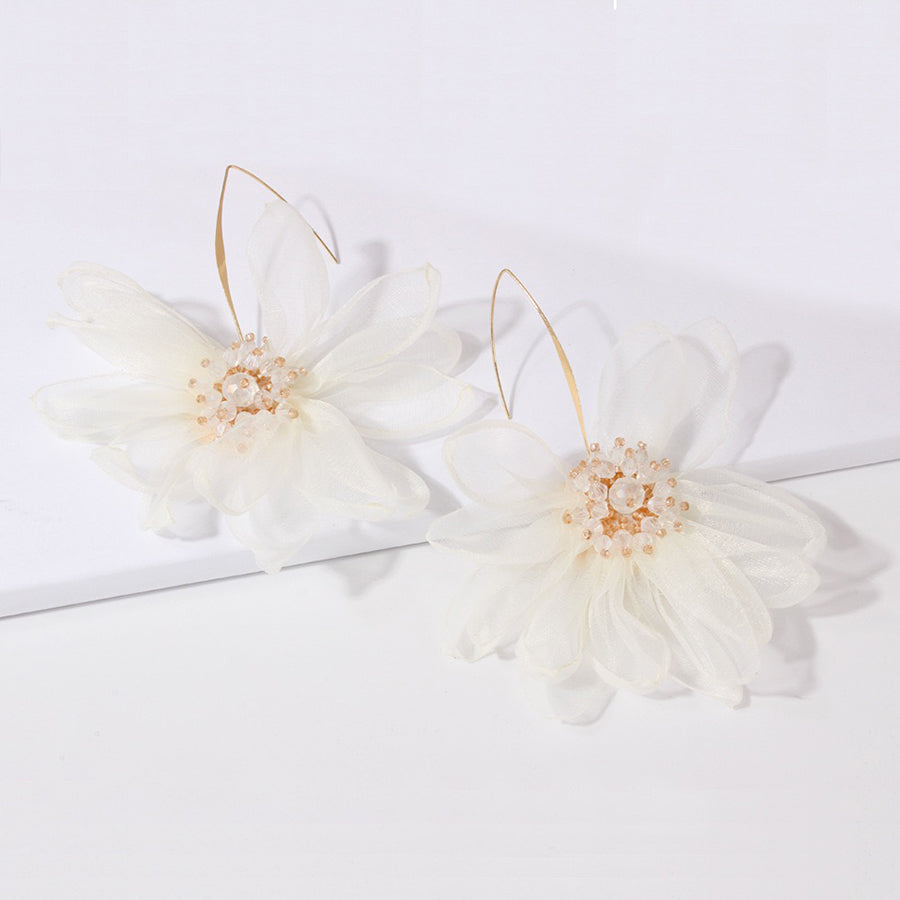 Large Organza Flower Petal Earrings