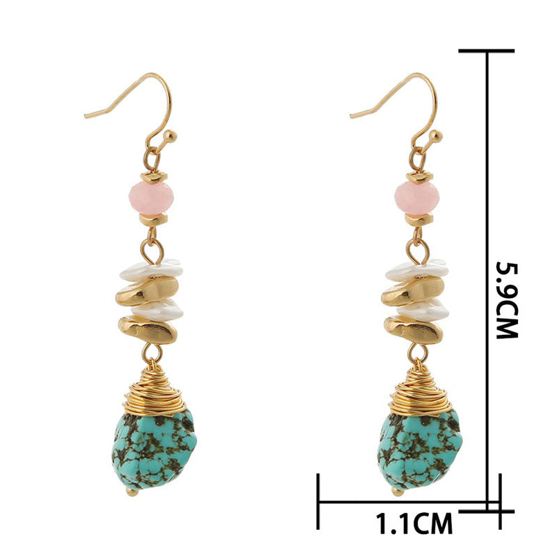 Turquoise with Alloy & Pearl Beaded Drop Earrings