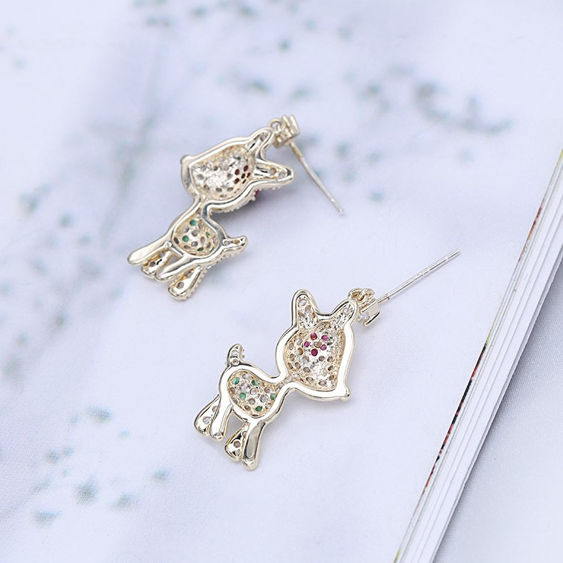 Cute Zircon Inlaid Deer Shaped Drop Earrings