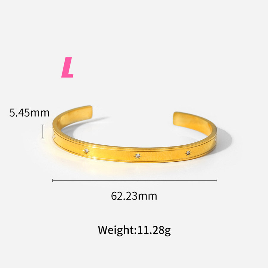 18K Gold Color Preserving Zircon Inlaid Open  Bracelet Set