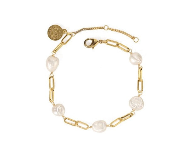 Gold Plated Freshwater Pearl Bracelet