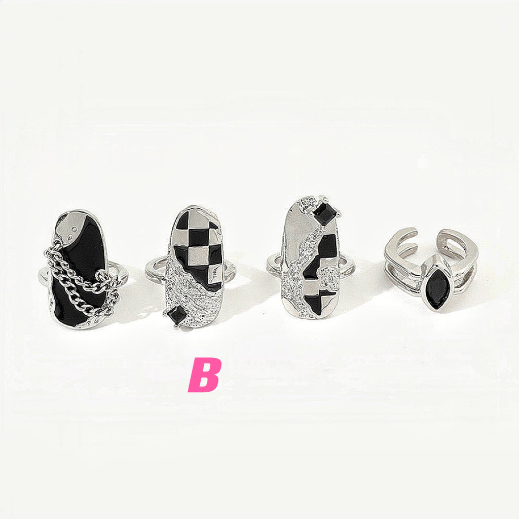 4pcs ｜Nail Ring Set｜ Fingertip Ring｜Chain Ring