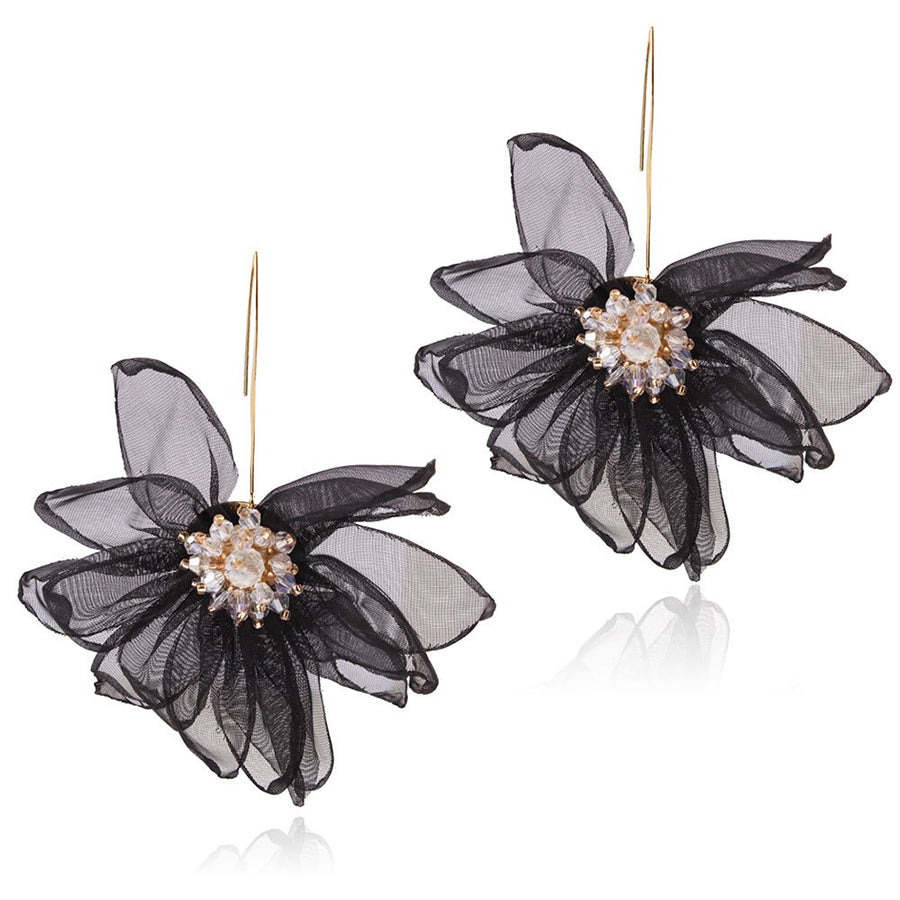 Large Organza Flower Petal Earrings