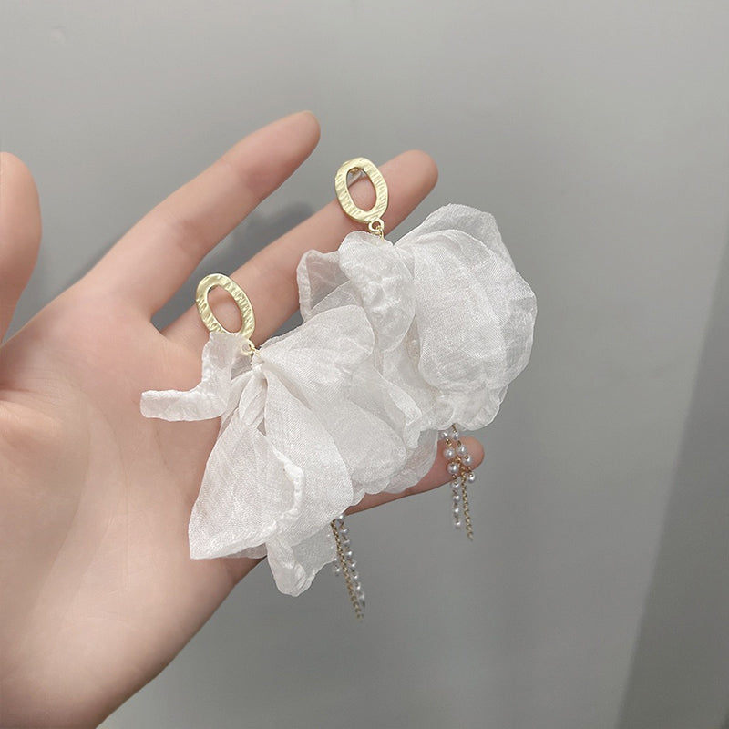 Handmade Gauze Flower Earring