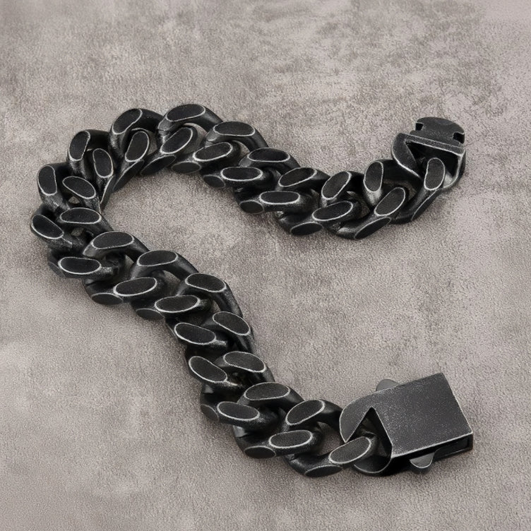 Stainless Steel Cuban Chain Bracelet Black Color for Men