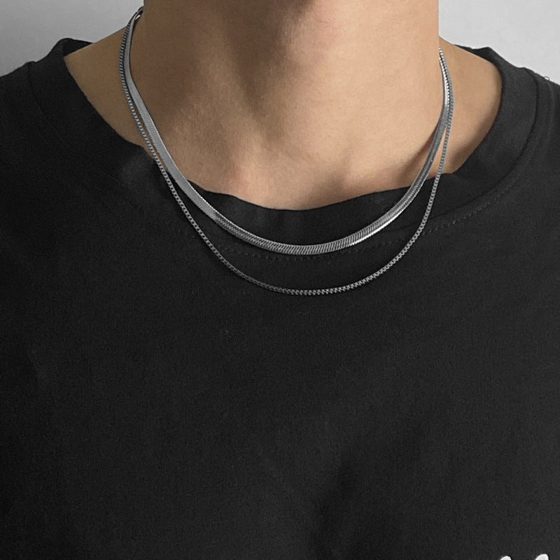 Titanium Steel Black & White Cross Pendant Necklace