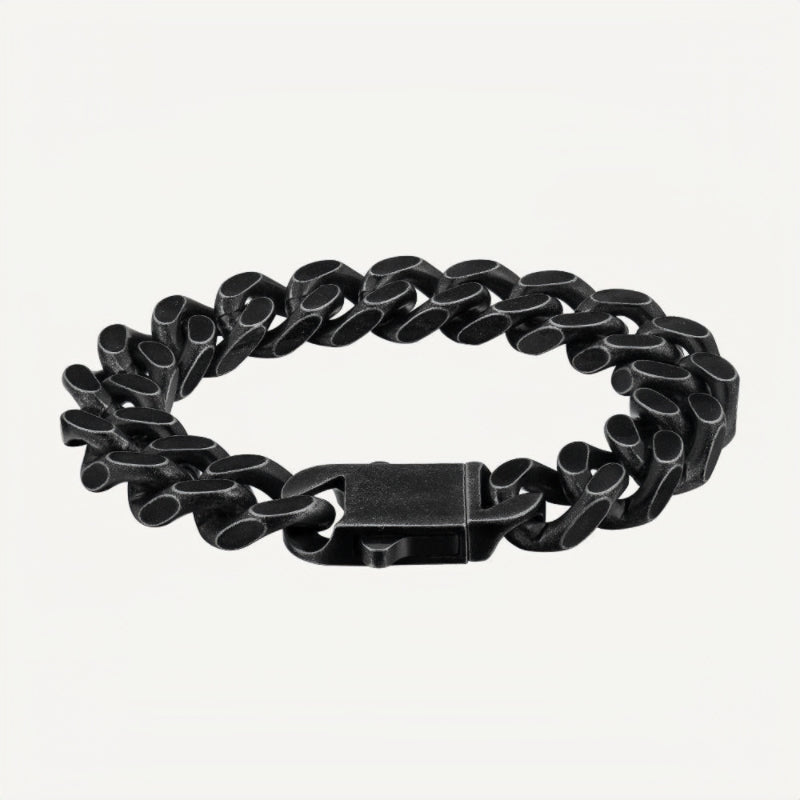 Stainless Steel Cuban Chain Bracelet Black Color for Men