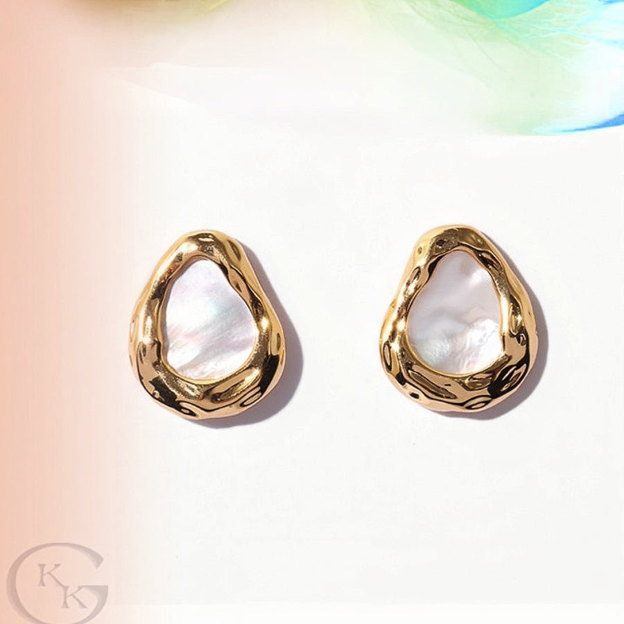 Gold Plated Brass Teardrop Mother of Pearl Earring