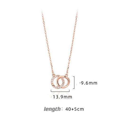 Sterling Silver Interlocking Circle Necklace Double Circle Pendant