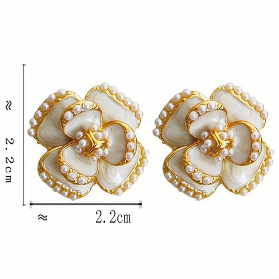 Vintage Real Gold Plated 3D Flower Earrings