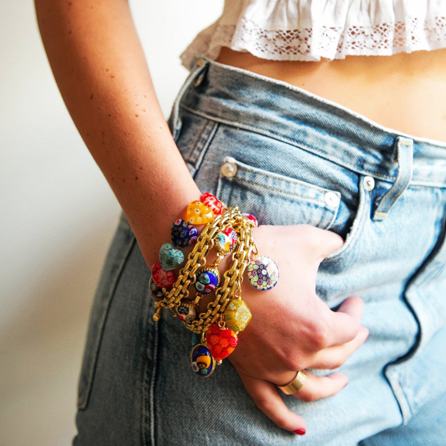 Harry Style Mix Color Heart Coloured Glaze Bracelet