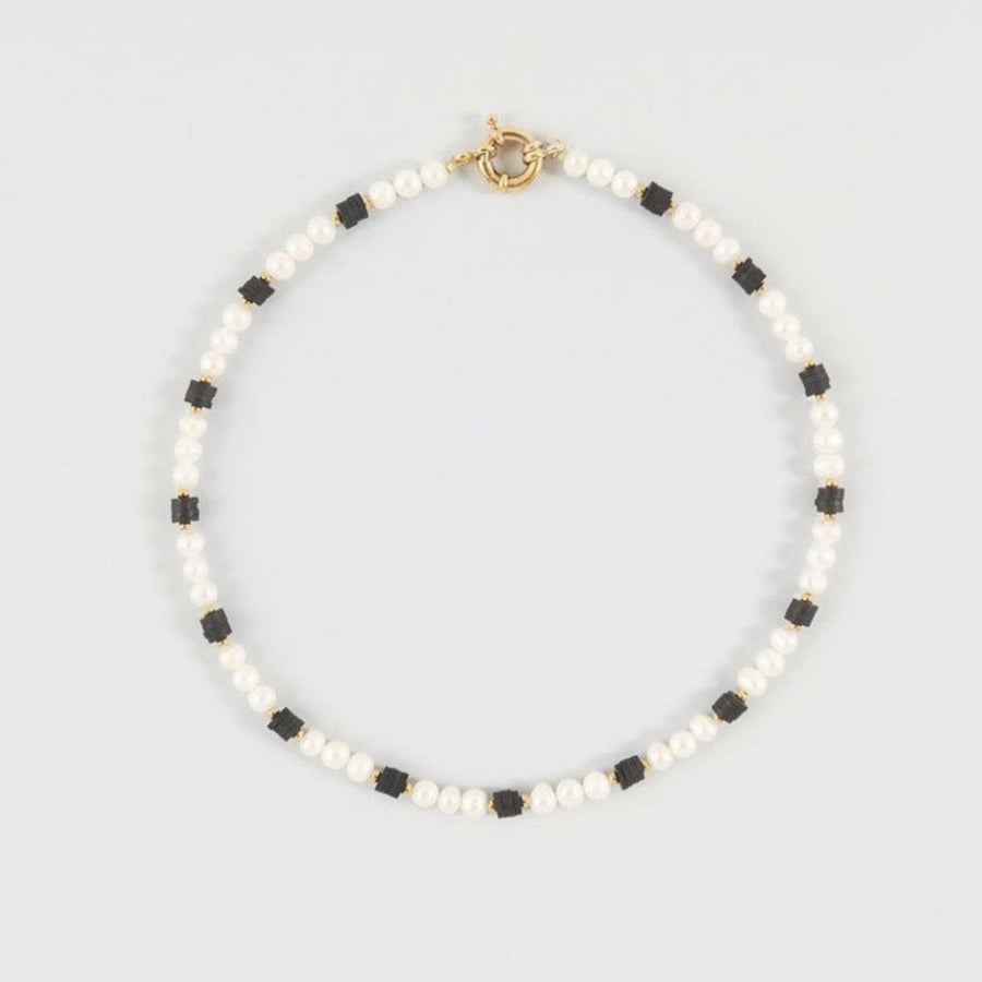 Natural Stone & Freshwater Pearl Necklace