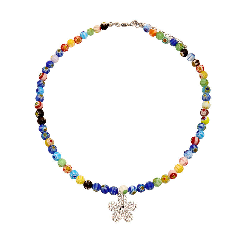 Colorful Glaze HQ Flower Hip-hop Necklace