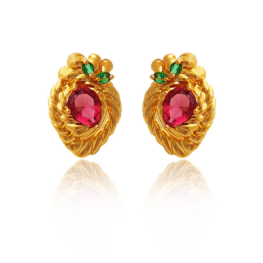 Real Gold Plated Copper Strawberry Shaped Earrings