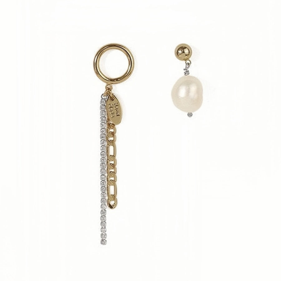 Gold Plated Natural Freshwater Pearl Asymmetrical Drop Earring