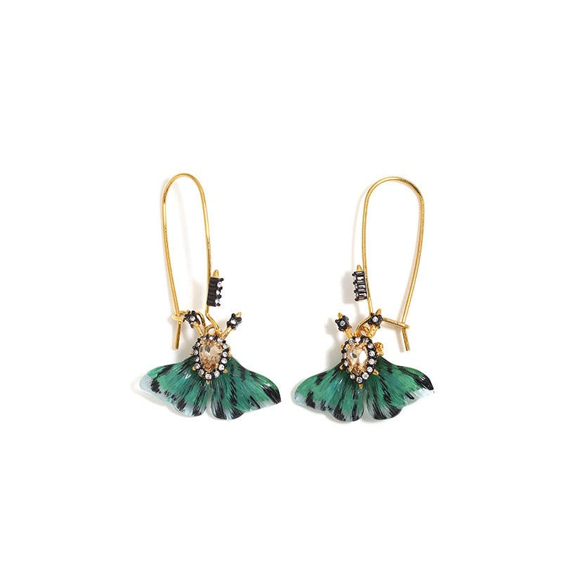 Resin Green Butterfly Design Earrings