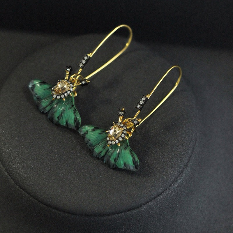 Resin Green Butterfly Design Earrings