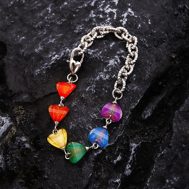 Platinum Plated Candy-Color Gem Necklace