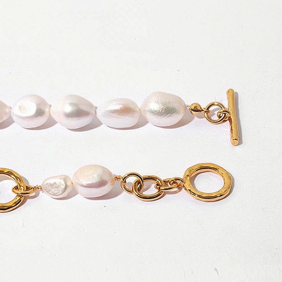 Gold-Plated Natural Baroque Pearl Choker Necklace