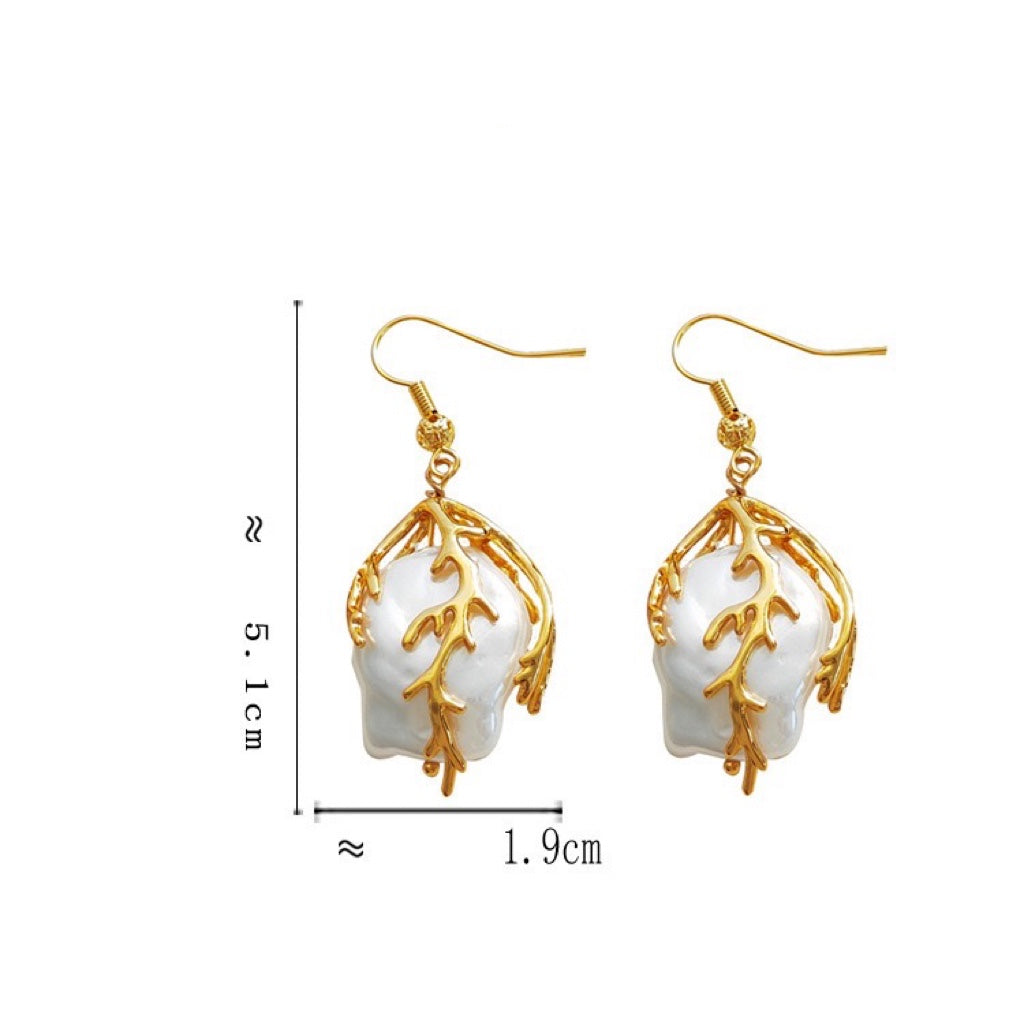 Vintage Branch Shaped FAUX Pearl Drop Earring