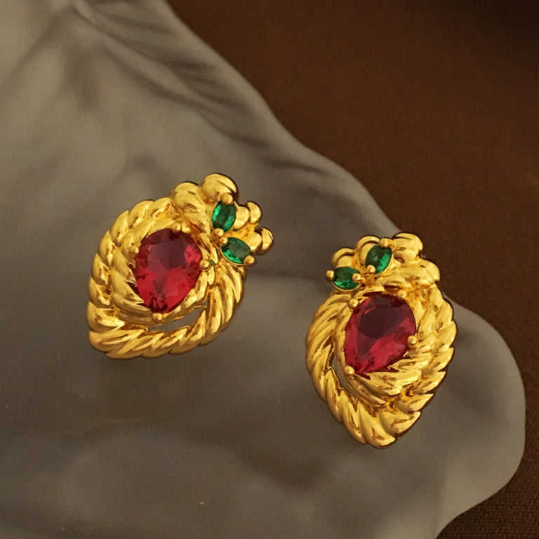 Real Gold Plated Copper Strawberry Shaped Earrings