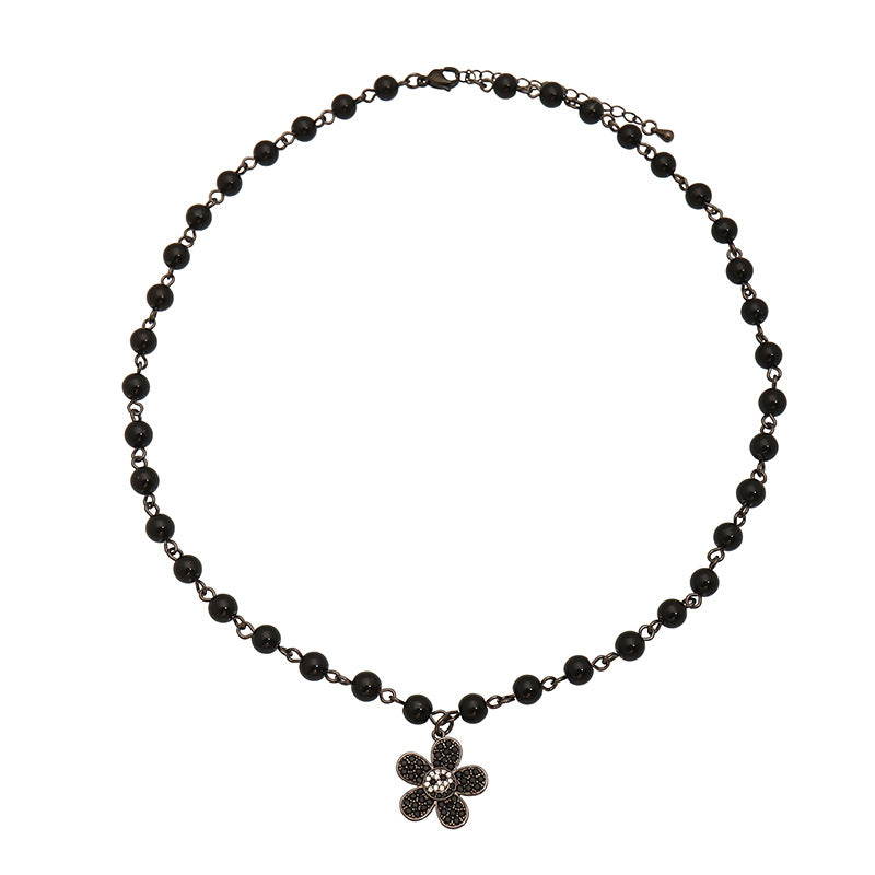 46cm Black Flower Necklace