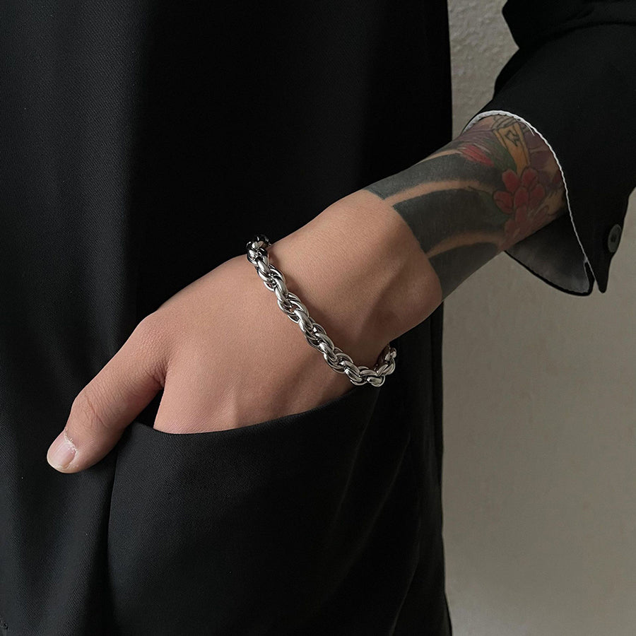 Handwoven Stainless Steel Chain Bracelet for Men