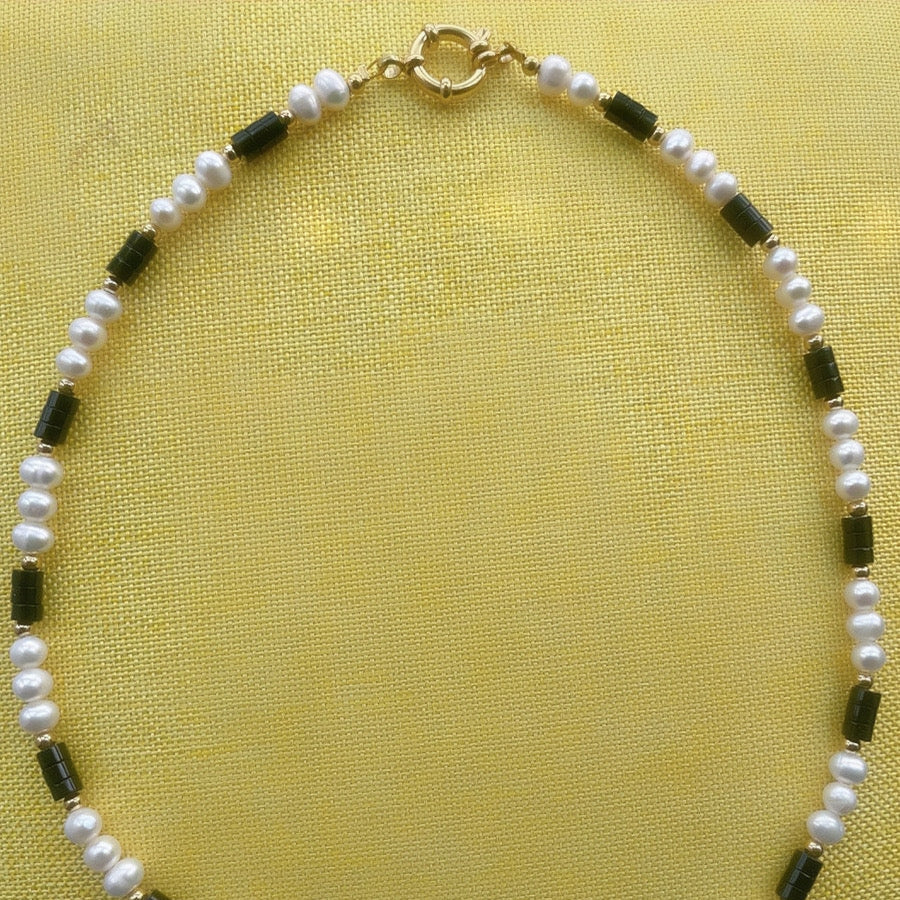 Natural Stone & Freshwater Pearl Necklace