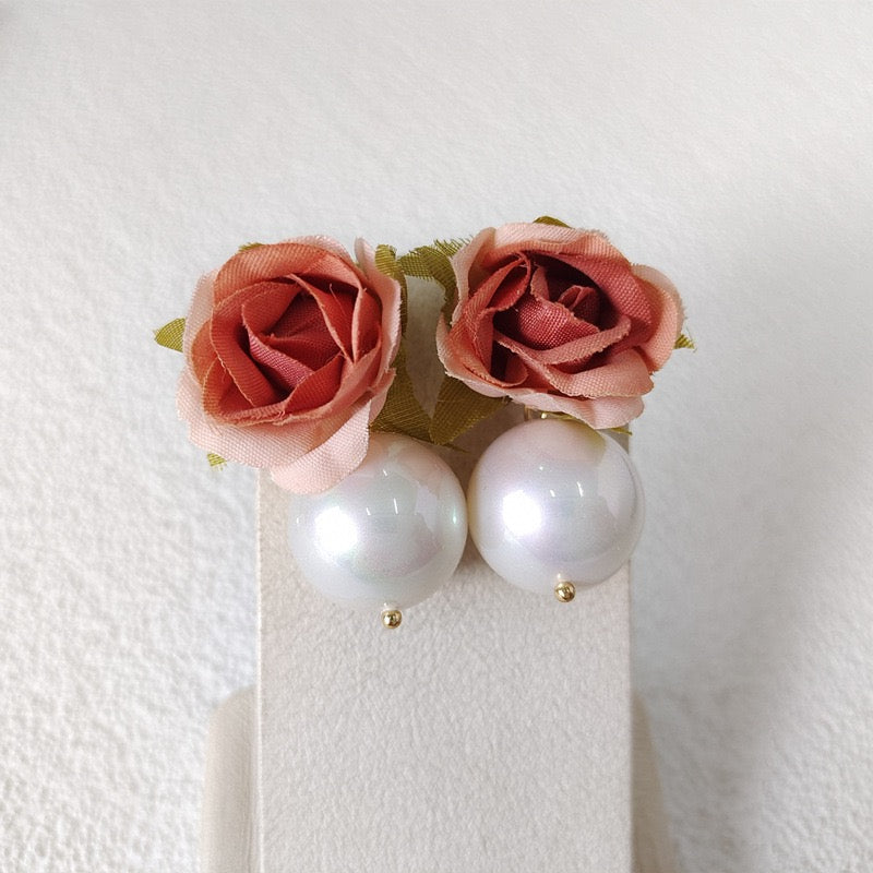 Imitation Flower & Shell Pearl Earring